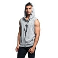 thumbnail image 6 of G-Style USA Men's Lightweight Athletic Casual Sleeveless Eyelet Drawstring Zipper Hoodie SL888 - Gray- Large, 6 of 6