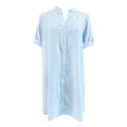 thumbnail image 4 of Arlun 2026 Spring Summer Button down Shirt Dresses for Women Long Sleeves Solid Color Mini Dress Trendy Roll-Sleeved Loose Comfy Thin Beach Vacation Frock Sky Blue M, 4 of 7