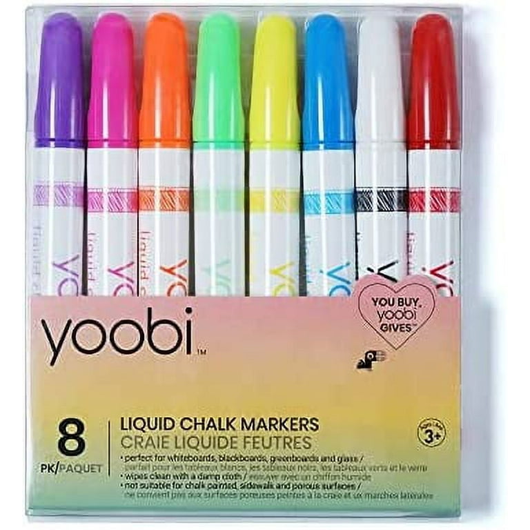 Yoobi Liquid Chalk Markers for Blackboard, Whiteboard & Glass – Non-Toxic  Chalkboard Markers for Kids – Multicolor & Vibrant Window Markers for Glass  Washable (8-Pack) 