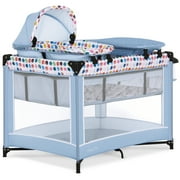 Dream On Me Lilly Deluxe Playard with Full bassinet in Spring Grey, JPMA Certified, Lightweight