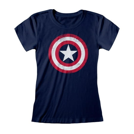 Captain America Womens Distressed Shield Fitted T-Shirt | Walmart Canada