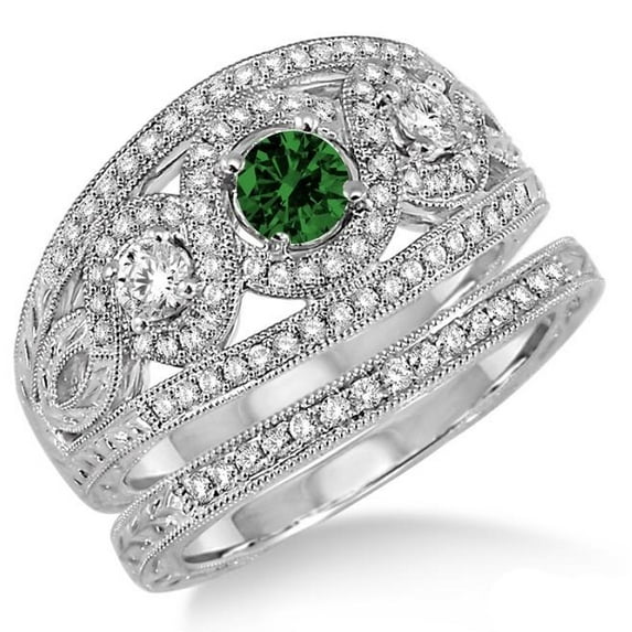 2.75 Carat Round Cut Diamond Moissanite Trilogy Set Ring on 10k White Gold