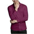 thumbnail image 4 of Styesk Chemises pour Hommes Hommes Décontracté Boutons Uni Col Rabattu Manches Longues Chemise Respirante Blouse, 4 of 6