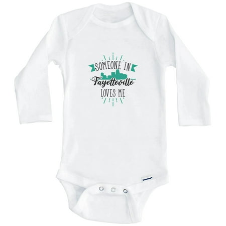 

Someone In Fayetteville Loves Me Fayetteville NC Skyline One Piece Baby Bodysuit (Long Sleeve) 3-6 Months White