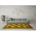 thumbnail image 3 of Ahgly Company Machine Washable Indoor Square Oriental Yellow Industrial Area Rugs, 6' Square, 3 of 4