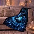 thumbnail image 6 of Blue Christmas Guitar Flannel Blanket with Electric Guitar Music Notes Snowflakes Trees Ornaments Gifts Black Holiday Art, Music Lover Home Decor, Guitarist Gift, 6 of 9