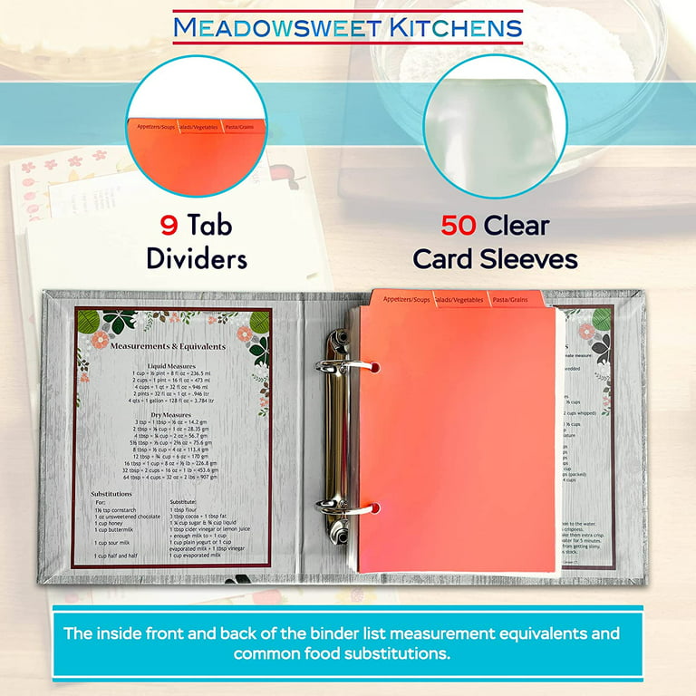 Meadowsweet Kitchens Self-Adhesive Magnetic Pages for Recipe Clippings