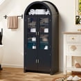 thumbnail image 7 of BaPro 71" Tall Arched Kitchen Pantry Cabinet, Modern Farmhouse Style Storage Cupboard with Adjustable Shelves for Dining & Living Room, Black, 7 of 7