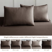 Jessy Home Bed Sheets Set 4 Piece Queen / Full Sheet Set بني رمادي Cotton Blend Fitted Sheet، Flat Sheet & 2 Pillowcases Bedding Set