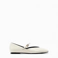 thumbnail image 3 of CIENVNSTG Patent Leather Flats For Women Square Toe Mary Jane Ballet Flats Shoes Buckle Strap Dress Casual Comfortable Shoes Beige 35, 3 of 5