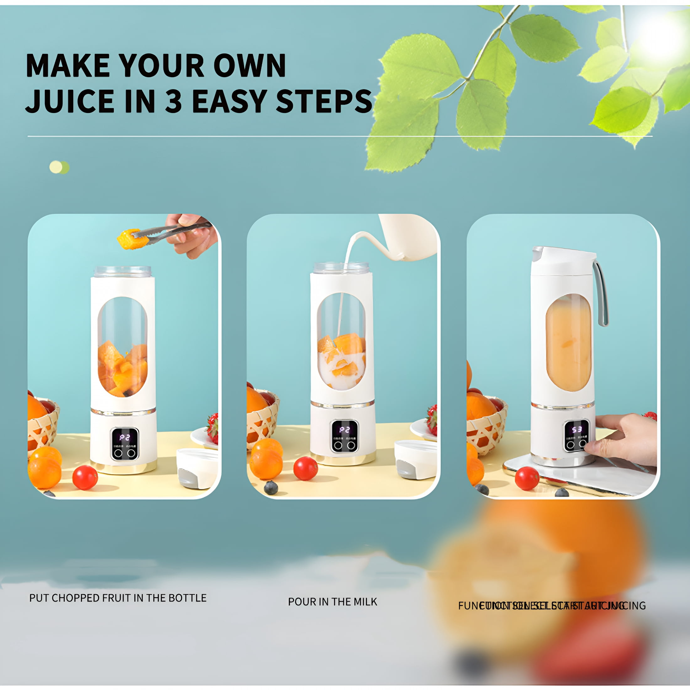 HIBIBUD 2026 New Portable Juicer Small and Rechargeable Fruit Juicer Machine Multifunctional Juicer Cups for Students Household Food Supplement Machine for Home,Office,Travel,Students