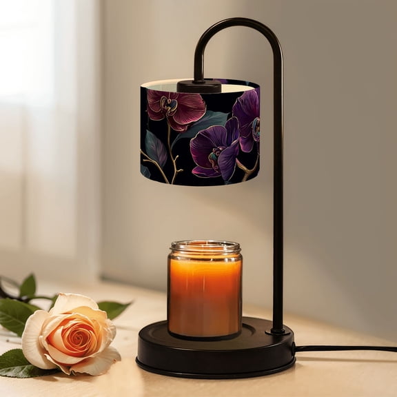 Candle Warmer Lamp with Timer Dimmer Vibrant Orchid Floral Bold Purple Blue Tones Dark Candle Lamp Warmer for Jar Candle with 4 Bulbs Birthday Gifts for Women House Warming Gifts