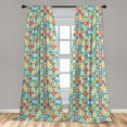 thumbnail image 5 of Ambesonne Floral Curtains, Clover Vivid Design, Pair of 28"x84", Red Turquoise Yellow, 5 of 5