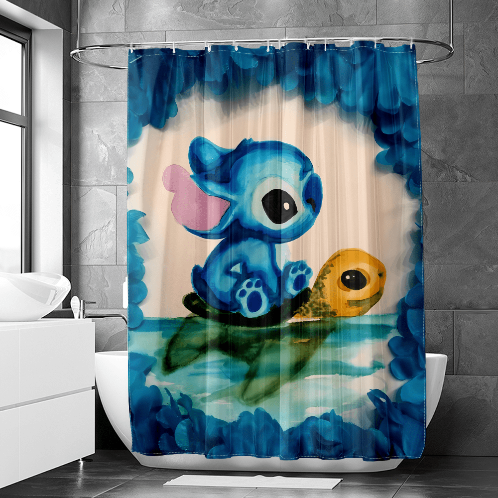 Stitch Shower Curtain Special Rustproof Attractive Design Bath Curtain for Family for Shower ...