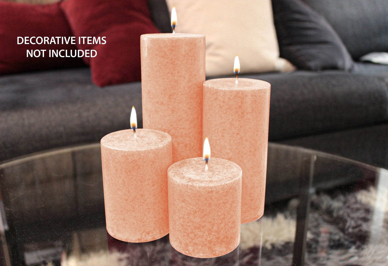 Mainstays Scented Mottled Pillar Candle, 3 x 3 inches, Pink, Peach & Mango