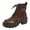 Brown, variant on Rokment Platform Combat Boots for Women Fall Winter Buckle Side Zip up Leather Chunky Lug Sole Ankle Booties