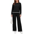 thumbnail image 3 of UVN Outfits Sets for Women Casual 2 Piece Lounge Sets Fall Long Sleeve Tops and Wide Leg Pants Tracksuits Pajamas Sets with Pockets, 3 of 11