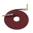 thumbnail image 1 of 3 Meters/ 10 Feet Musical Instrument Audio Guitar Cable Cord 1/4 Inch Straight to Right-angle Gold-plated TS Plugs PVC Braided Fabric Jacket for Electric Guitar Bass Mixer Amplifier Equalize, 1 of 5