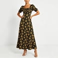 thumbnail image 4 of Virmaxy women summer dress 2026 Summer A Line Maxi Dress Floral Print Square Neck Puff Sleeve Dress for Wedding Guest and Vacation Daily Wear S-XXL, 4 of 8