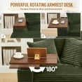thumbnail image 3 of Muumblus Oversized Living Room Chair with Ottoman, Bluetooth Speaker, Rotating Table Board & USB, Cozy Indoor Lounge Reading Armchair, Green Corduroy, 3 of 8