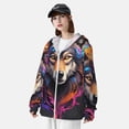 thumbnail image 3 of Fotbe Colorful Wolf Head Chaqueta con Protección Solar UPF 50+ para Hombre y Mujer, Camisa con Capucha y Bolsillos-3X-Large, 3 of 7