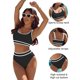 thumbnail image 3 of Gibobby Trajes de Natación para Mujer Conjuntos de bikini de cintura alta para mujer Traje de baño deportivo de dos piezas Bloque de color Trajes de baño(Negro,M), 3 of 4