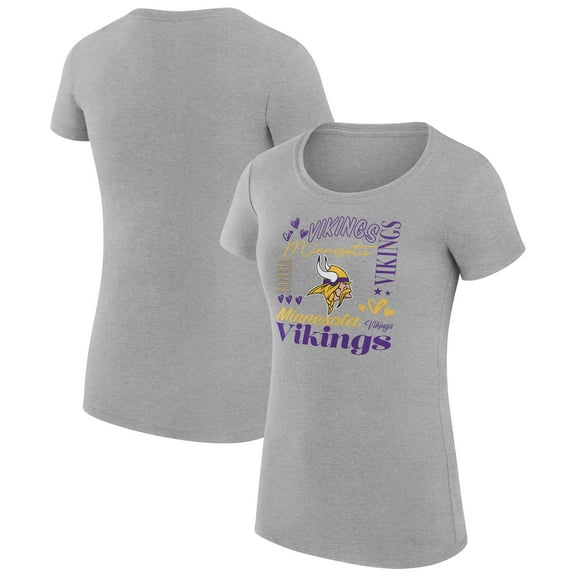 Women's G-III 4Her by Carl Banks  Heather Gray Minnesota Vikings Super-Slim Fit Lightweight Collage Team T-Shirt