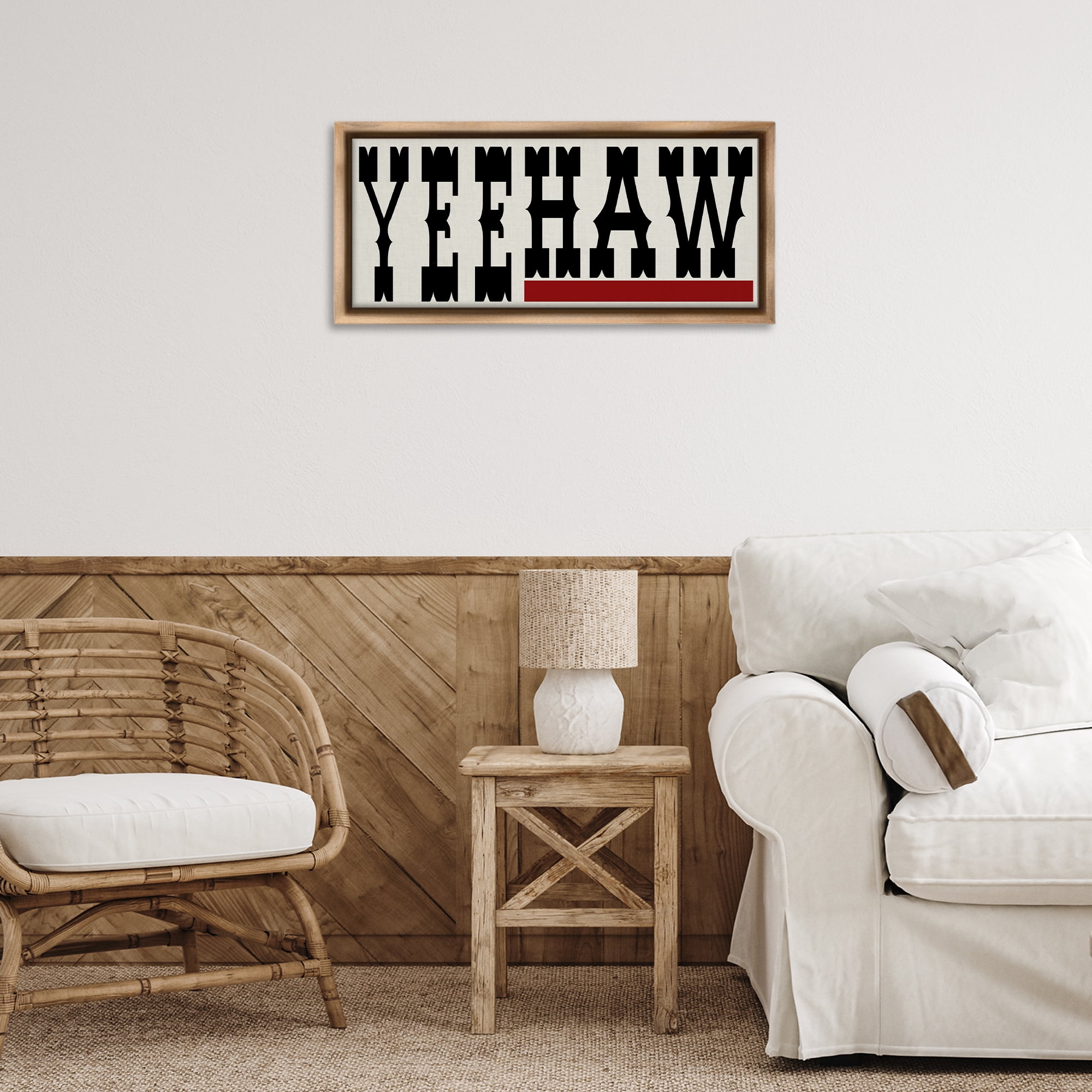 Stupell Industries Yeehaw Western Word Typography Painting Brown Floater Framed Canvas Art Print Wall Art, 25 x 11