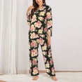 thumbnail image 2 of Sikiie Rose Flowers Women's Long-Sleeve Shirt and Full-Length Bottom Pajama Set (s-xxl)-Small, 2 of 7