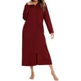 thumbnail image 5 of HLSOHJP Women's Long Robe Zip Up Hoodie House Coat Pocket Long Sleeve Full Length Housecoat, 5 of 6
