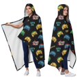 thumbnail image 2 of Wearable Blanket,Multicolor Controllers Games Text Black Pattern Hooded Wearable Flannel Blanket for Adults & Teens,Winter Poncho Shawl Wrap Cape Cozy Anti-Pill,50"x60", 2 of 5