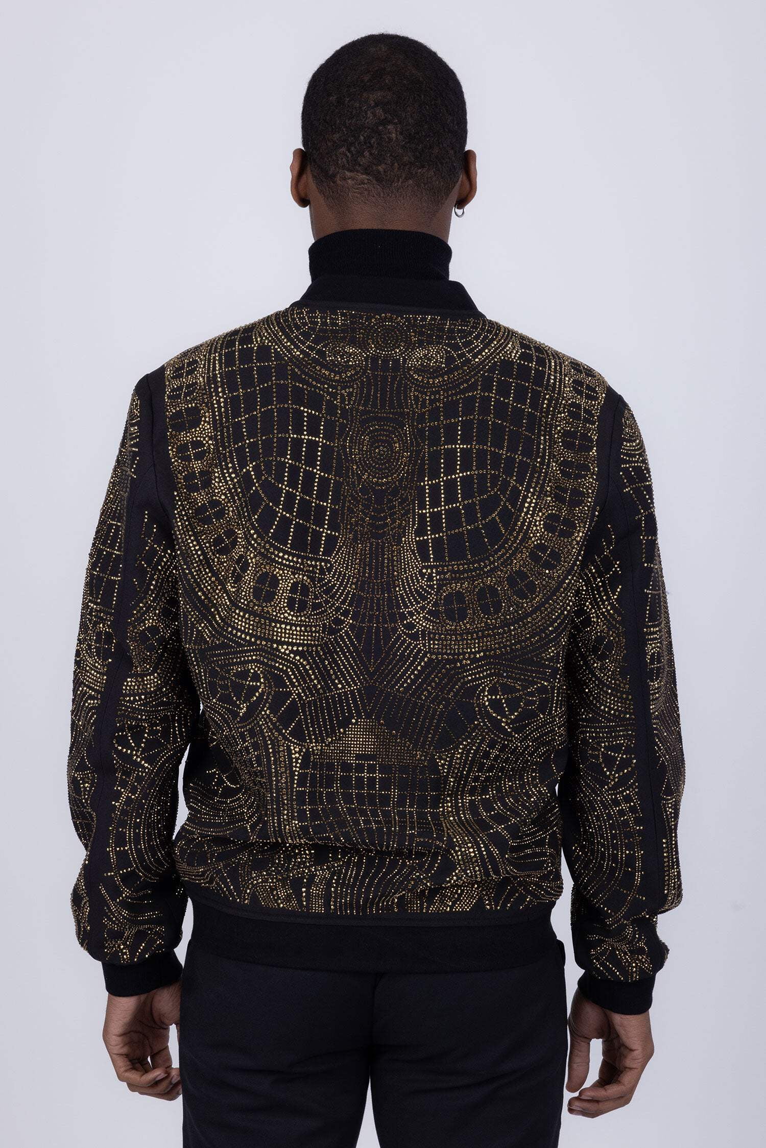BARABAS Men's Geometric Rhinestone Luxury Bomber Biker BARABAS Men's Geometric Rhinestone Luxury Bomber Biker