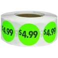 thumbnail image 1 of Fluorescent Green $4.99 Pricing Stickers | 0.75" Inch Round | 500 Pack, 1 of 1