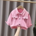 thumbnail image 6 of Little Girls Denim Jacket Kids Casual Outerwear Lightweight Fall Spring Coat With Classic Fit Clothing Pink Size 7-8T, 6 of 8