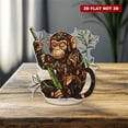 thumbnail image 7 of Rotating acrylic ornament featuring a detailed monkey with bamboo, vintage stained glass style, bright colors, and silver accents on a white background, 7 of 7