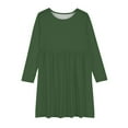 thumbnail image 5 of LFEOOST Girls Long Sleeve Stretchy Dress A Line Twirly Skater School Party Dress Girls Long Sleeve T-Shirt Dresses Kids Fall A-Line Twirly Skater Dresses Army Green 4 Years, 5 of 5