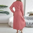 thumbnail image 6 of HAPIMO Women's Workout Holiday Polka Dot Graphic Tea Length A Line Dress Long Sleeve Pleated Spring Fashion Elegant Casual Ruffle V Neck Fall Dress Pink S, 6 of 6