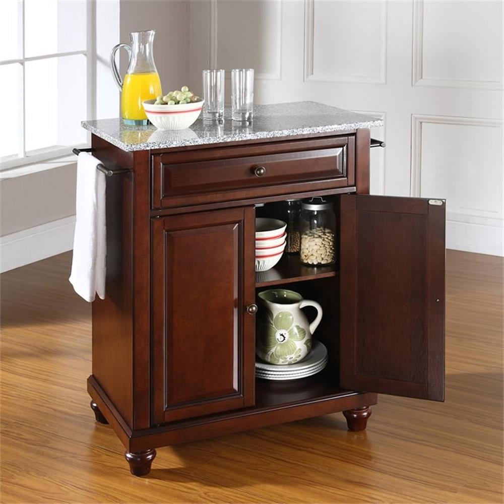 Crosley Furniture Cambridge Wood Portable Kitchen Island in Mahogany/Black