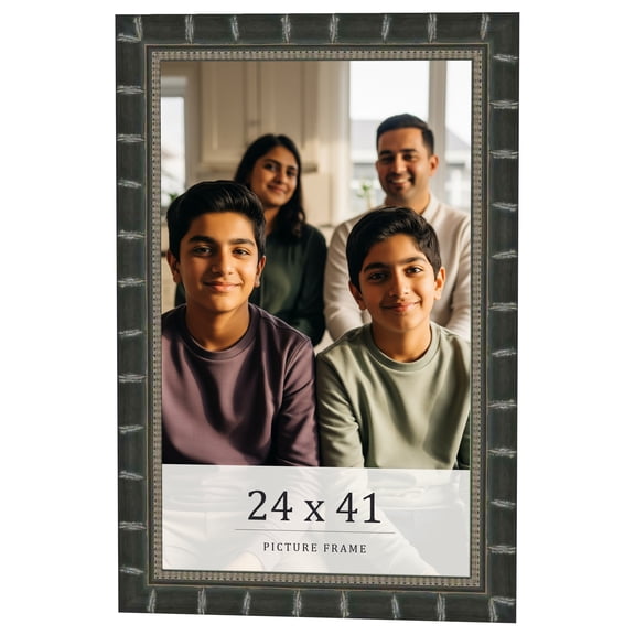 24x41 Frame Black Bamboo Solid Wood Picture Frame Width 1.5 Inches | Interior Frame Depth 0.5