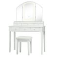 thumbnail image 2 of Costway Vanity Table Stool Set Large Tri-folding Lighted Mirror 6 Drawer Dresser White, 2 of 10