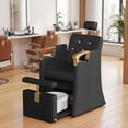 thumbnail image 4 of KIGOTY Reclining Pedicure Chair No Plumbing, Pedicure Station with Massage Foot Bath & Hidden Storage Platform, Height Adjustable Lift Spa Chair for Salon Home Nail Tech, Black-Gold, 4 of 11