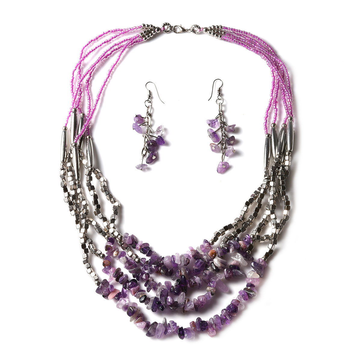 Shop LC Earrings Purple Glass Chips 