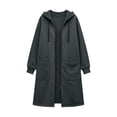 thumbnail image 6 of Perfectbot Women's Maxi Hooded Sweatshirt Coat, Oversized Side Slits Full Zip Jacket Fall Casual Outerwear, 6 of 6