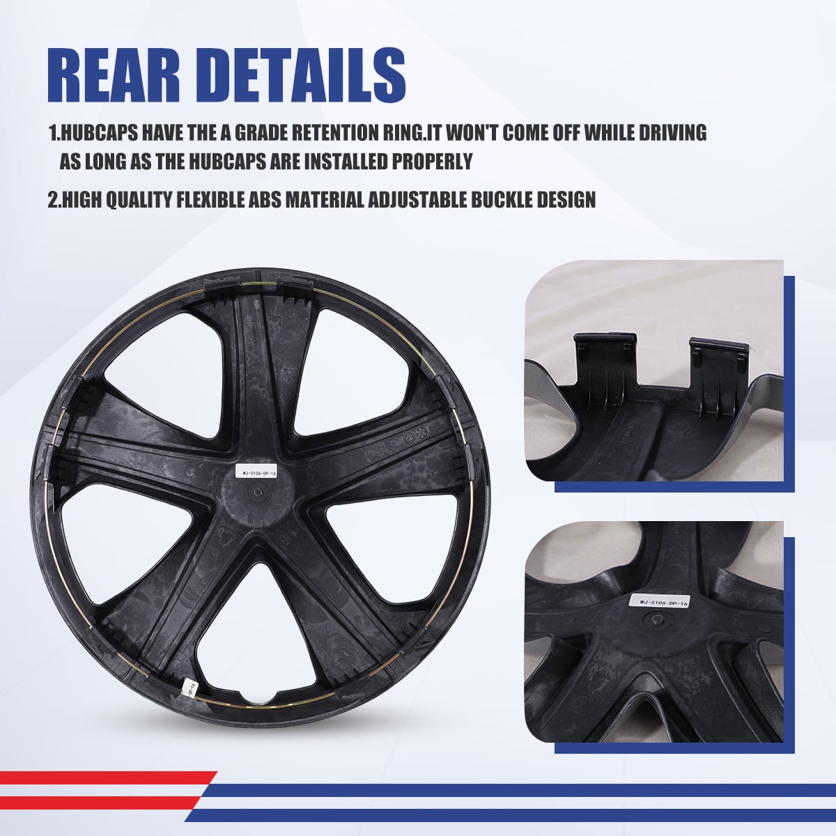 1 Piece 16" Hubcap Wheel Rims Cover For 2016-2018 Honda Civic SEDAN Compatible With Steel Wheels Snap On Installation ABS+PC Material(16-Inch,Silver Lacquer & Black Lacquer)