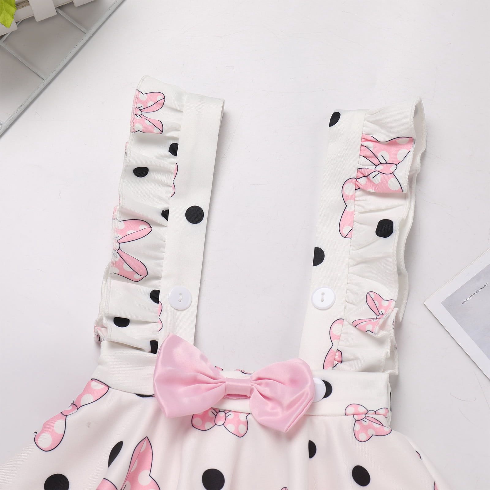 IBTOM CASTLE Toddler Baby Girls Mouse Birthday Outfit Short Sleeve Pullover T-shirt Suspender Skirt with Headband Cake Smash Casual Outfits 6-12 Months Pink