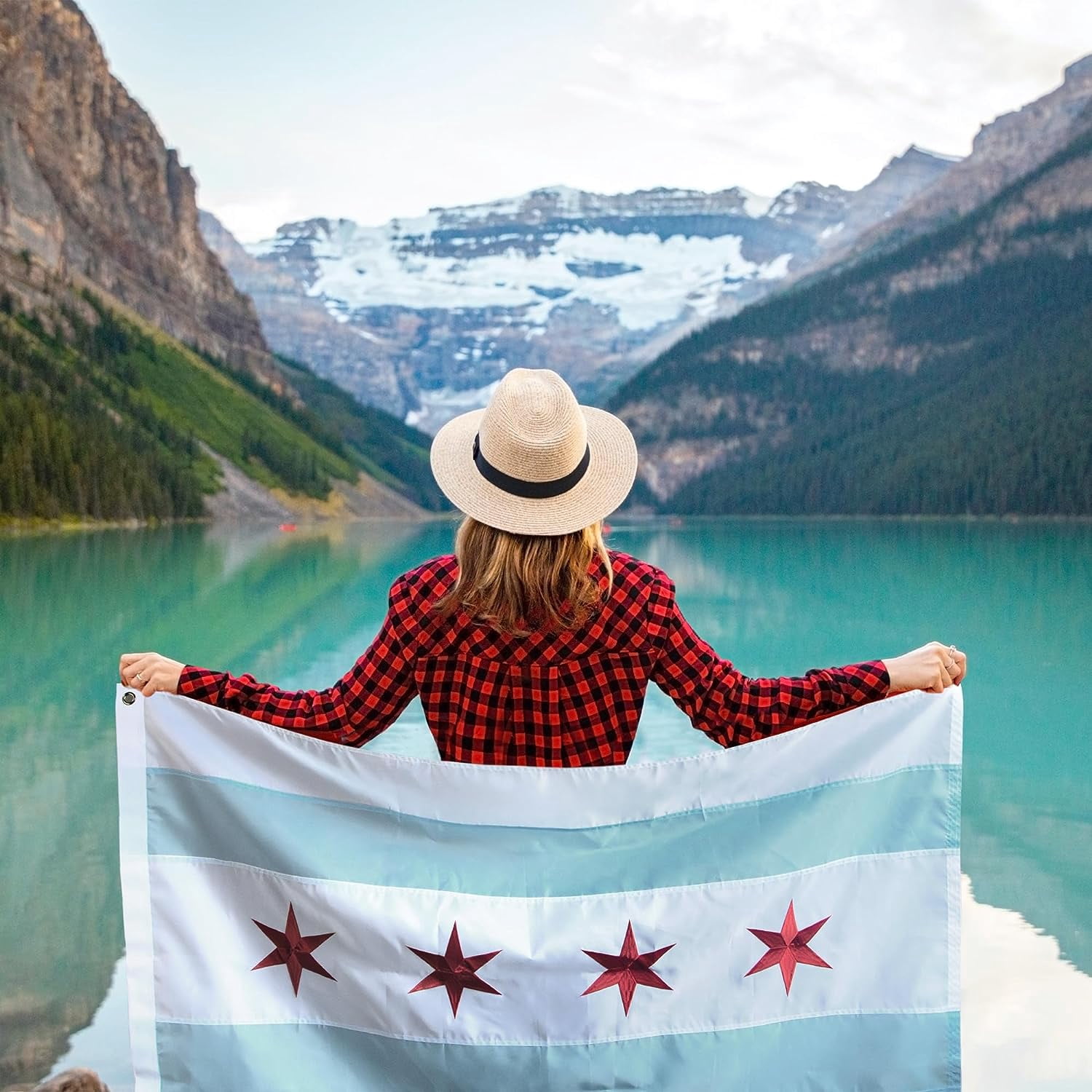 Anley EverStrong Series City of Chicago Flag 3x5 Ft - Embroidered and Sewn Stripes 210D Polyester - Chicago IL Banner Flags