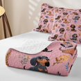 thumbnail image 4 of Homewish Cute Dachshund Dog Twin Quilt Set,Lovely Floral Leaves Twin Coverlet Set,Pink,2 Pieces, 4 of 7