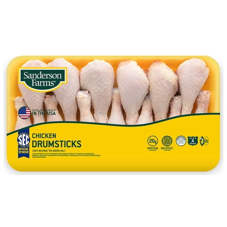 Sanderson Farms Fresh Chicken Drumsticks, Family Pack, 20g Protein, 4oz 112g, 4.25 - 5.5 lb