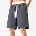 thumbnail image 4 of Besolor Mens Summer Shorts Color Block Drawstring Elastic Waist Casual Loose Workout Lounge Shorts with Pockets, 4 of 4
