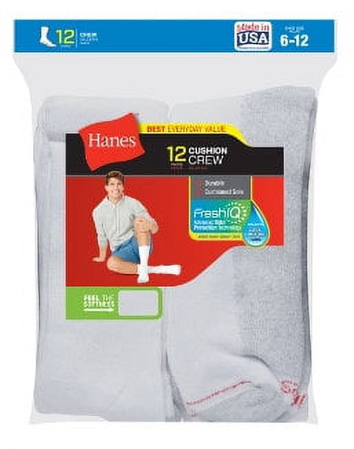 Hanes Men's 12 Pair X-Temp Cushioned Crew Socks